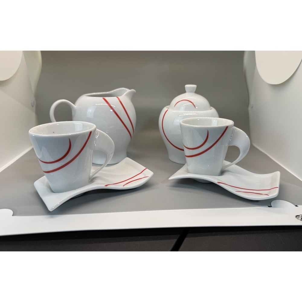 Atomic Orion MCM Espresso Set cups, saucers, sugar bowl,‎ and creamer
